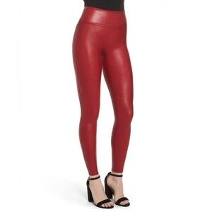 SPANX Women’s Red High-Waisted faux leather leggings- never worn only tried on